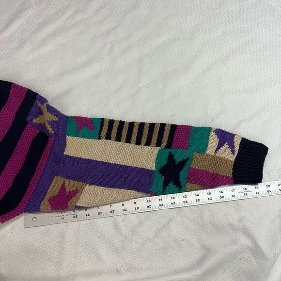 Vintage Northern Isles Mixed Print Stars Stripes Oversized Sweater - Picture 7 of 9